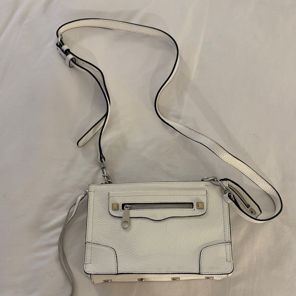 Rebecca Minkoff White Pebbled Leather Crossbody Bag